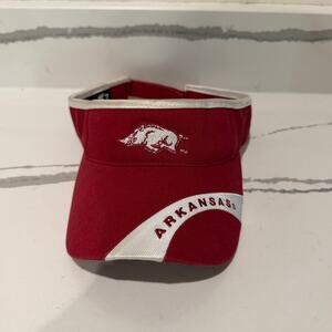 Vintage Team Starter Arkansas Razorbacks Visor Hat Red White Embroidered NCAA